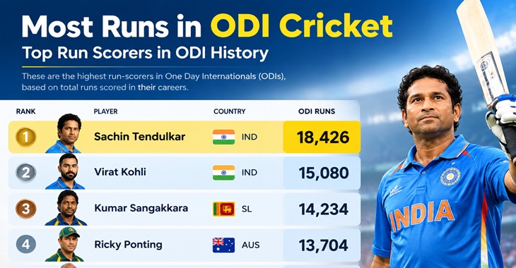 Most Runs in ODI Career: Top 10 Run Scorers in ODI Cricket